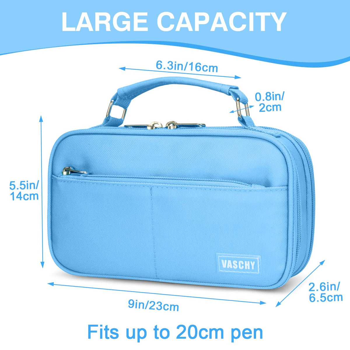 VASCHY Pencil Case, Aesthetic Kawaii Large Pencil Pouch Stationary Pencil Bag/Box for Preppy Middle