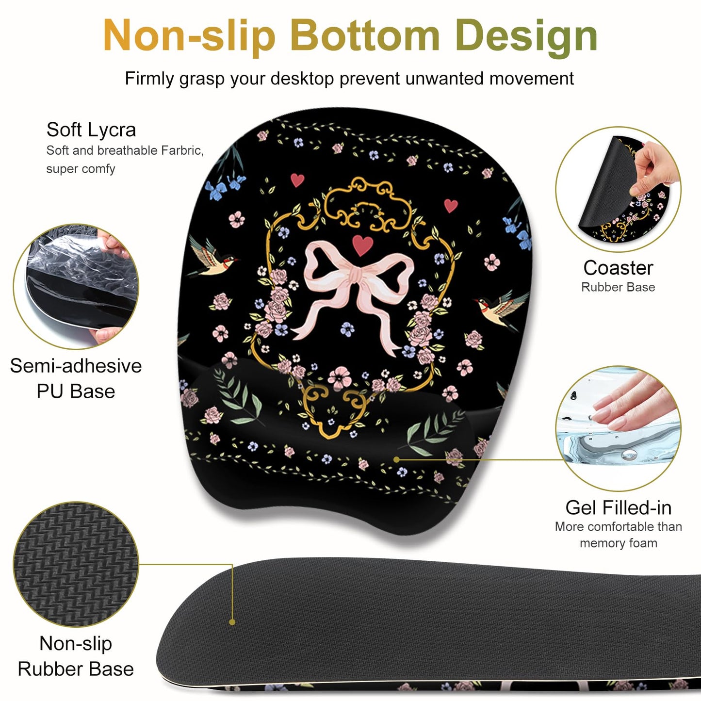 Mouse Pad with Wrist Support 4 in1 Set, XXL Big Game Mousepad + Keyboard Wrist Rest + Mouse Wrist