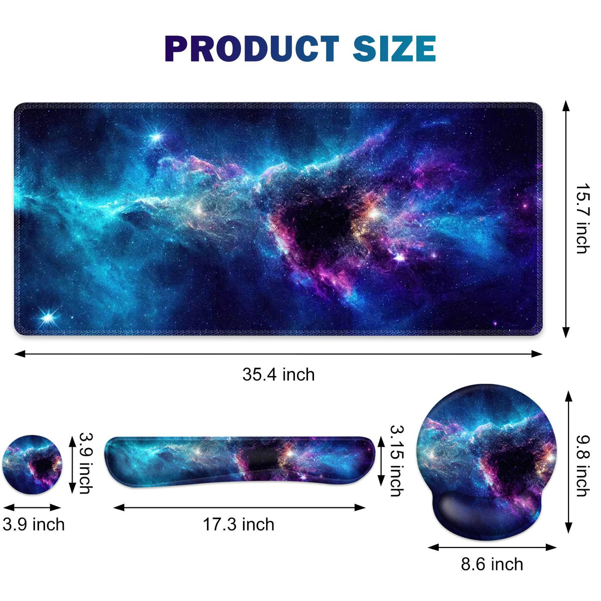 Mouse Pad, 4in1 Mousepad + Keyboard Wrist Rest+Mouse Wrist Rest+Coaster Set