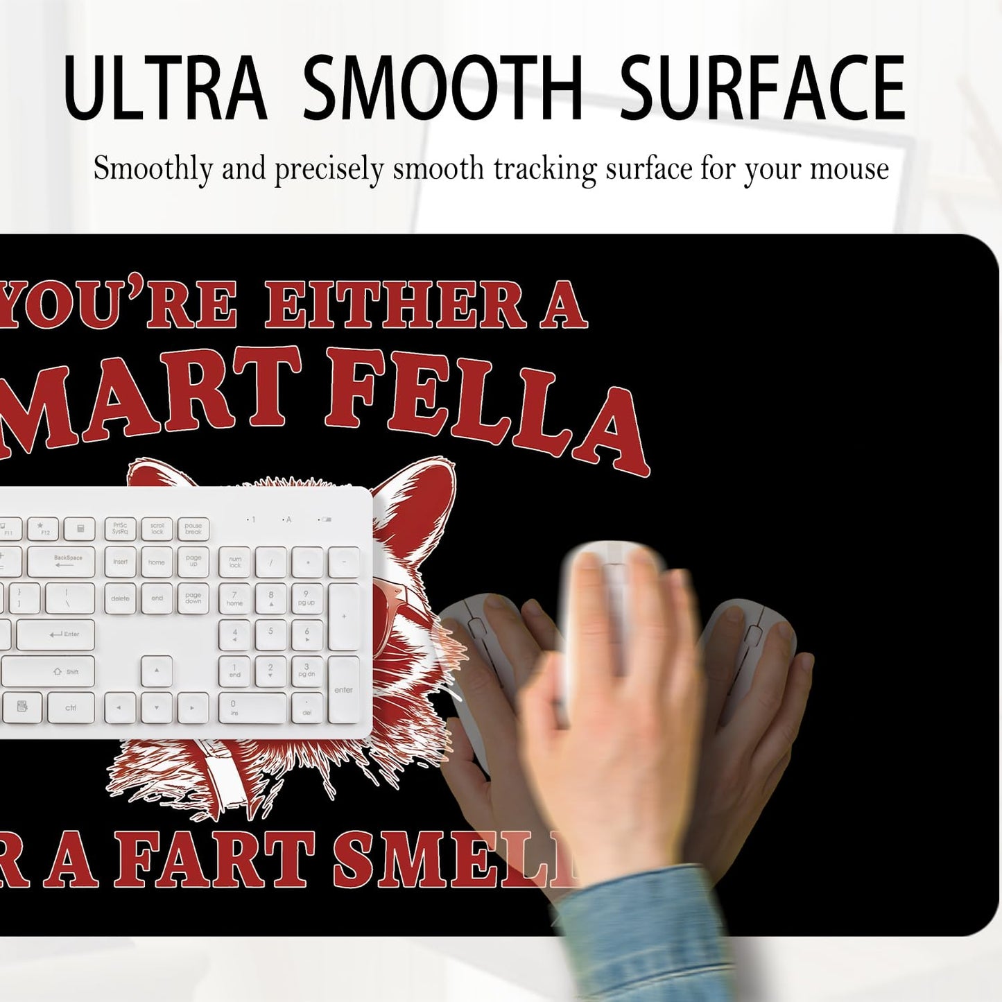 Funny Raccoon Mouse Pad Large 31.5x15.7inch, Sarcastic Work Humor Gifts for Coworkers Women Men