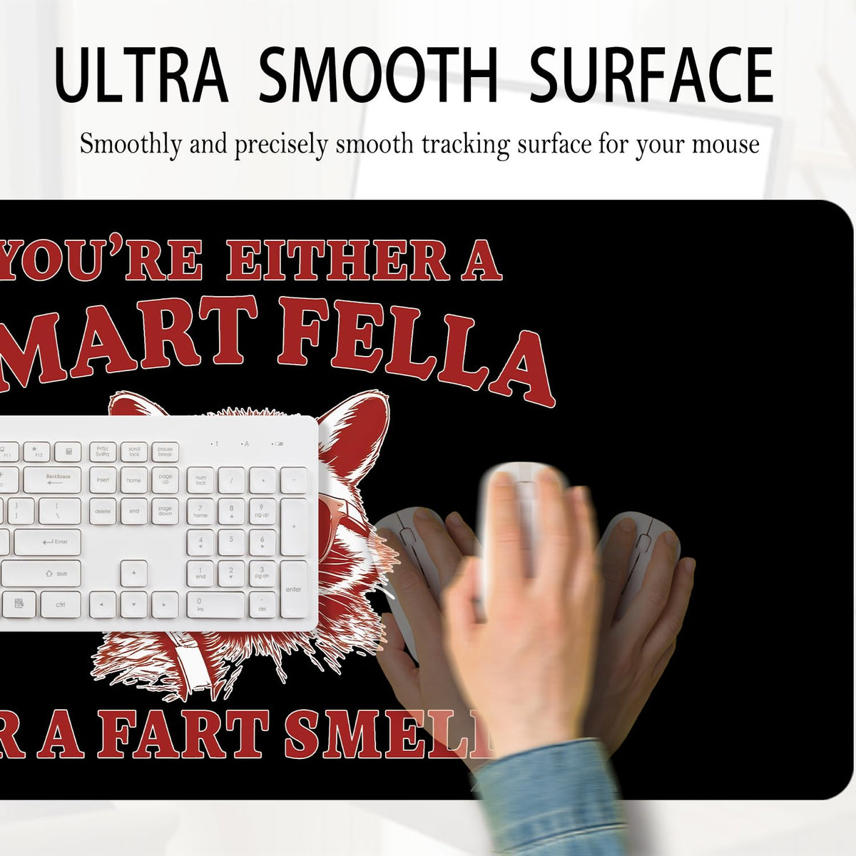 Funny Raccoon Mouse Pad Large 31.5x15.7inch, Sarcastic Work Humor Gifts for Coworkers Women Men