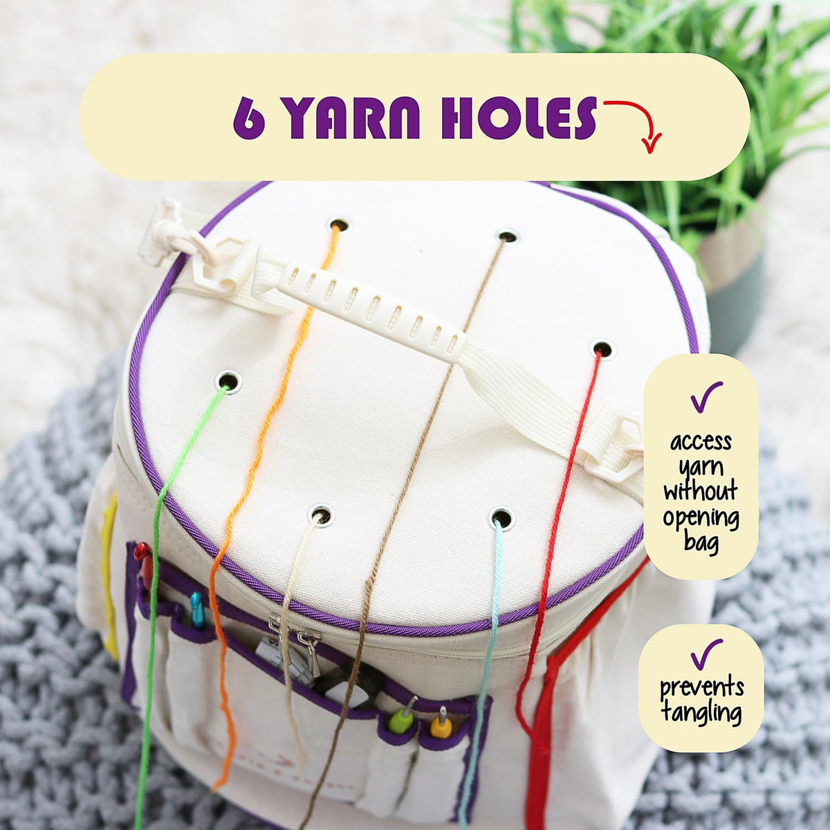 Hearth & Harbor Crochet Bag Organizer – Durable Knitting Bag, Yarn Organizer for Accessories and