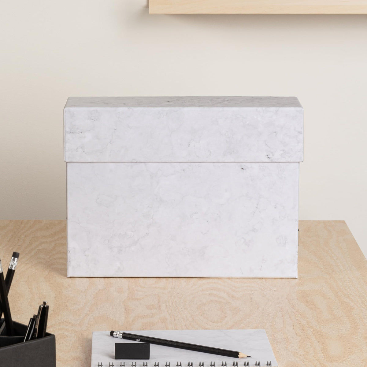 Bigso Lovisa Fiberboard Label Frame 12 File Storage Box - Paperwork Storage Box with Metal Label