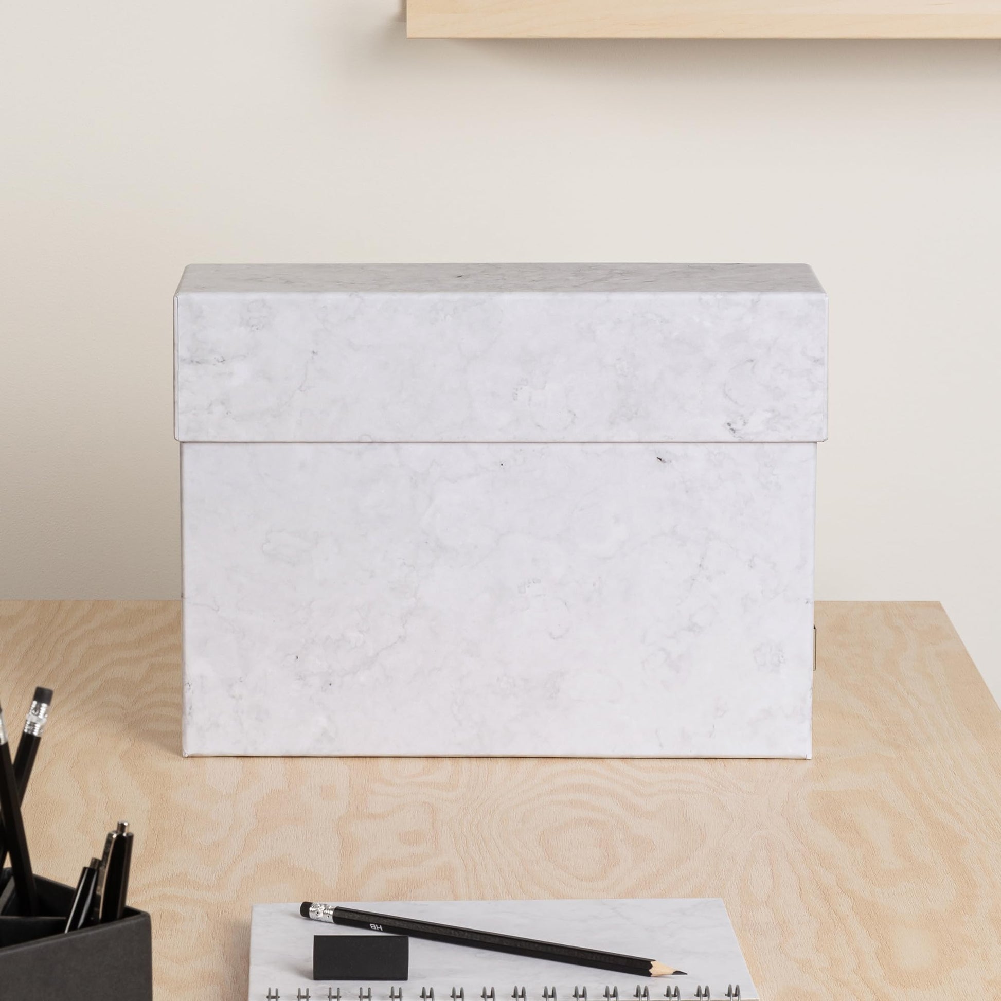 Bigso Lovisa Fiberboard Label Frame 12 File Storage Box - Paperwork Storage Box with Metal Label