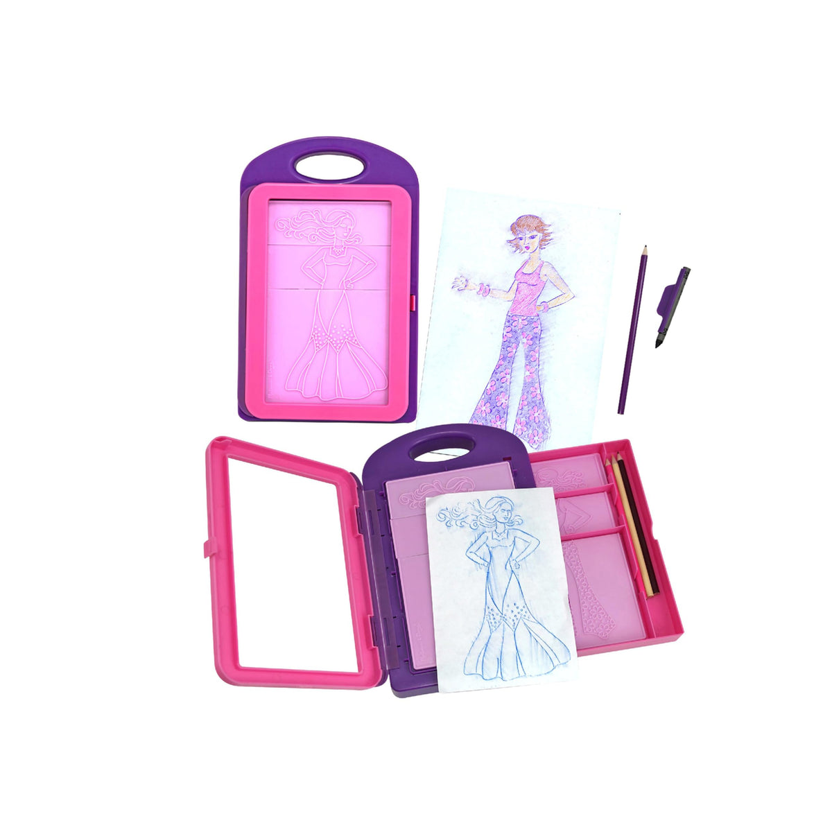 Melissa & Doug Fashion Design Art Activity Kit - 9 Double-Sided Rubbing Plates, 4 Pencils, Crayon