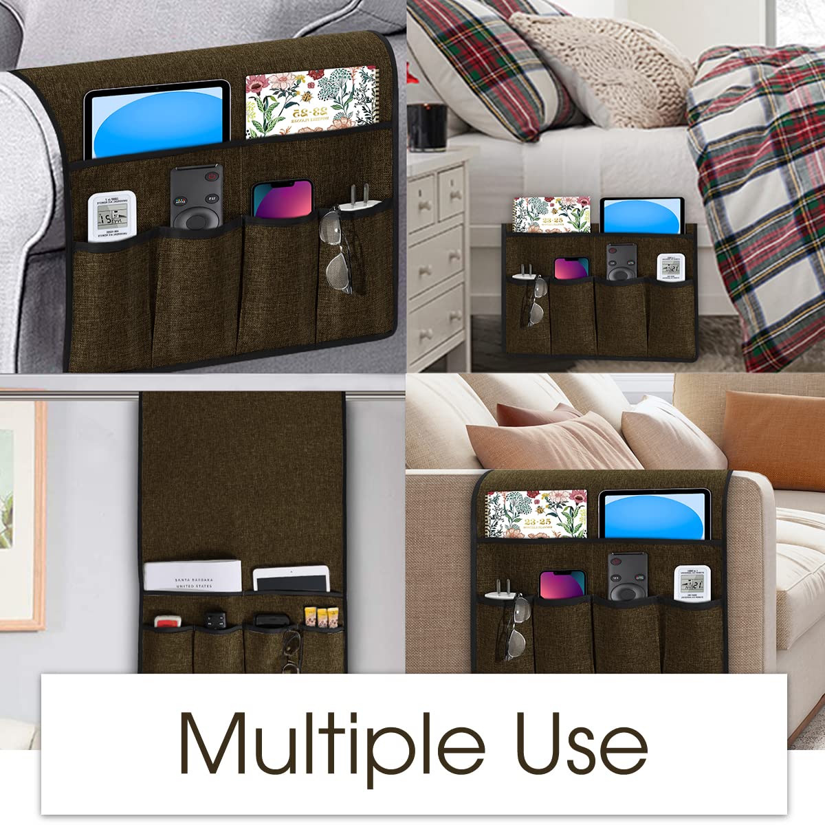 Joywell Remote Control Holder Armchair Caddy Armrest Organizer Dark Chocolate