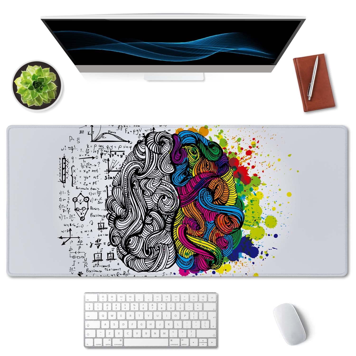 SSOIU Large Mouse Pad, Cute Desk Mat for Desktop, Women Girls Waterproof Gaming Mousepad, Left and