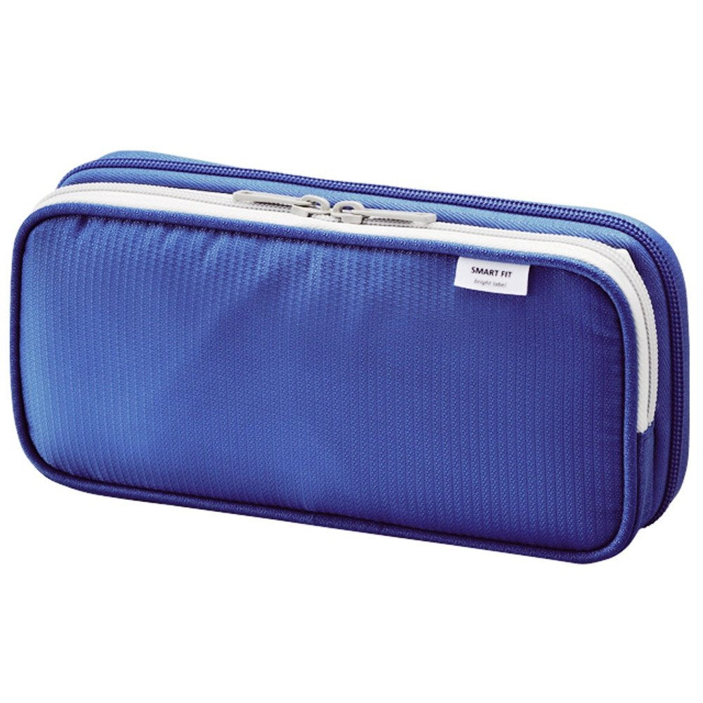 LIHIT LAB Double Pen Case, Large, 4.1 x 8.7", Blue (A7661-8)
