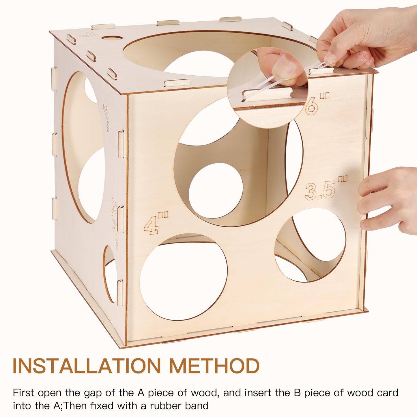 Auihiay 14 Holes Wood Balloon Sizer Box, Balloon Sizer Cube(1-10 Inch)