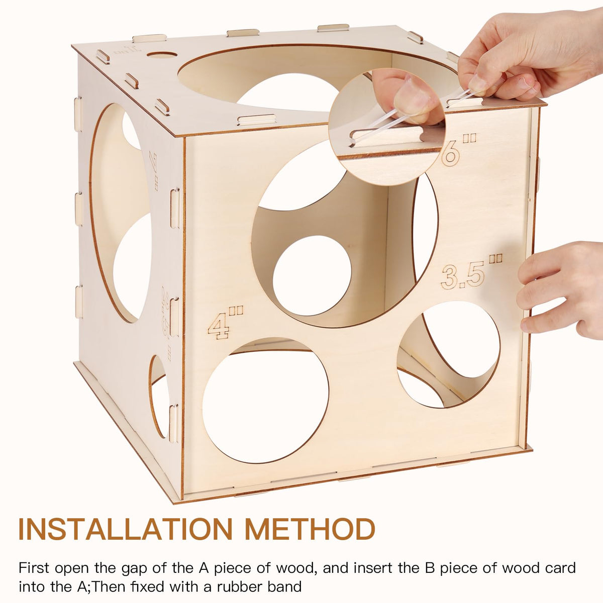 Auihiay 14 Holes Wood Balloon Sizer Box, Balloon Sizer Cube(1-10 Inch)