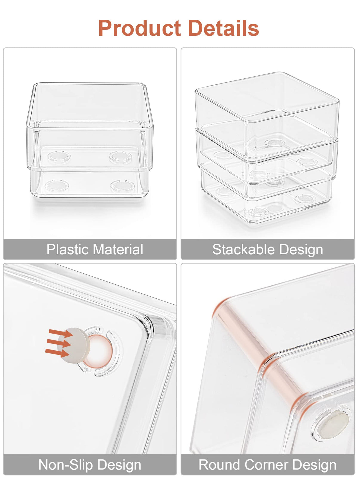 SMARTAKE 13 PCS Drawer Organizer 5-Size Desk Makeup Drawer Organizer Clear