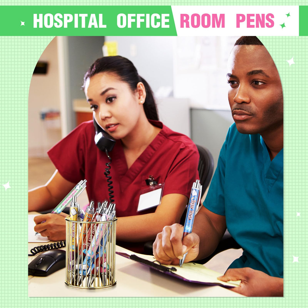 Jetec 50 Pcs Nurse Week Pens Ballpoint Bulk Cna Gift Appreciation Ink Funny Pens Set OT Month