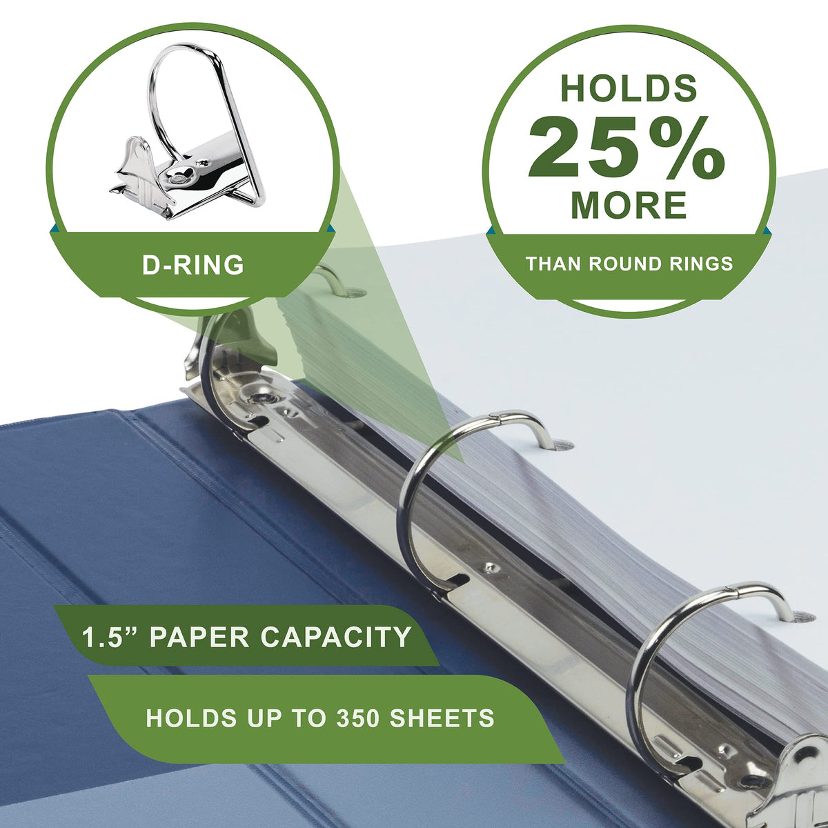 Samsill Plant-Based 1.5 Inch Durable D-Ring, View Binder, Eco-Friendly, USDA Certified Biobased, 2