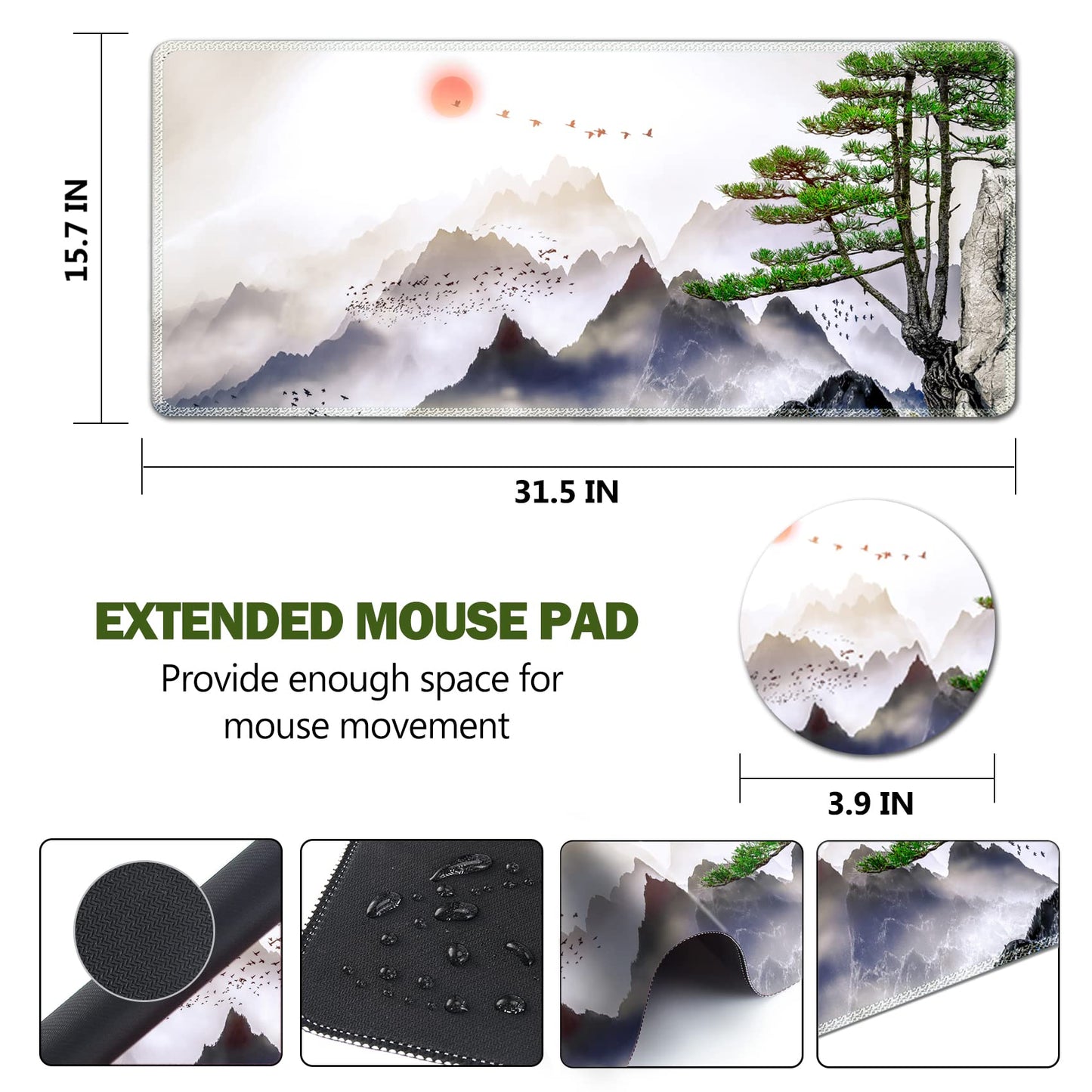 Large Gaming Mouse Pad, AIMSA Extended Mouse Pad with Stitched Edge, XL Keyboard Mouse Mat Non-Slip