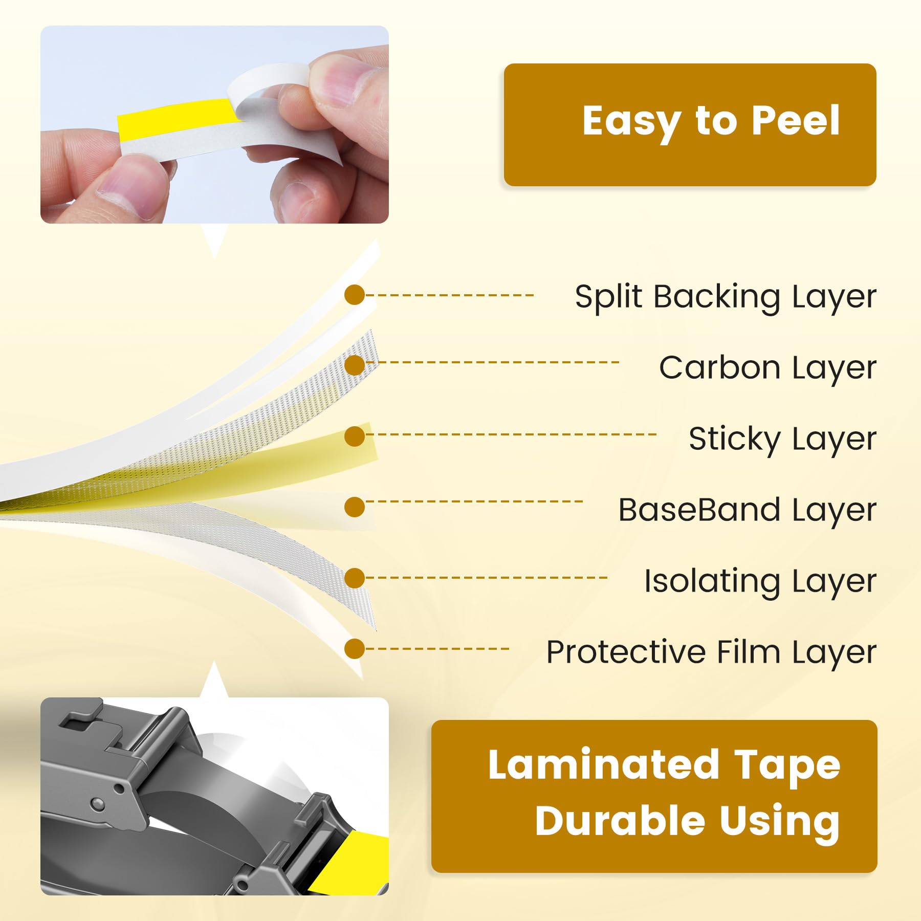 6X Replace for Brother Label Maker Tape 12mm 0.47 Yellow Laminated TZe-631