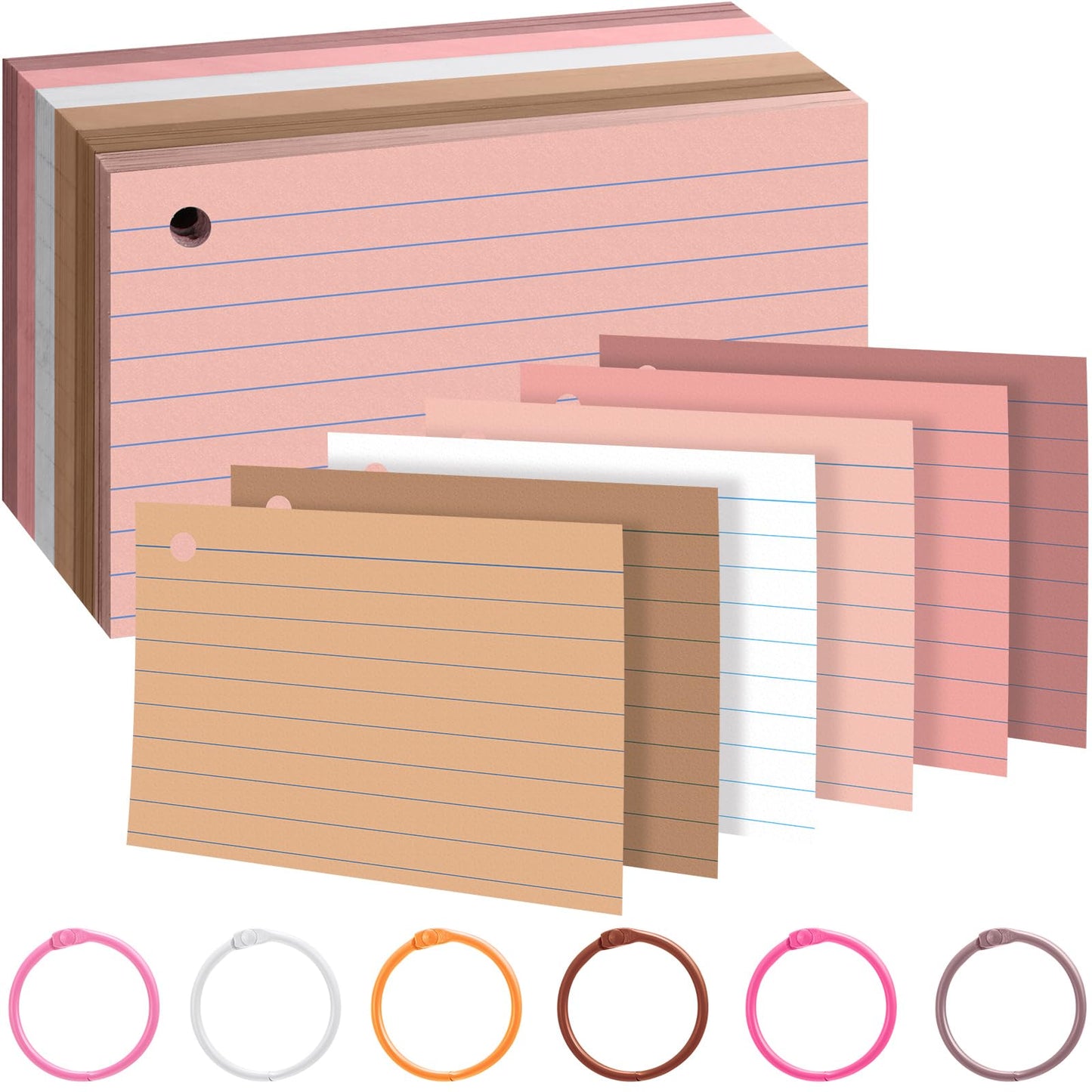 Leelosp 3 x 5 in Colored Index Cards, Study Flash Cards, Pink Series