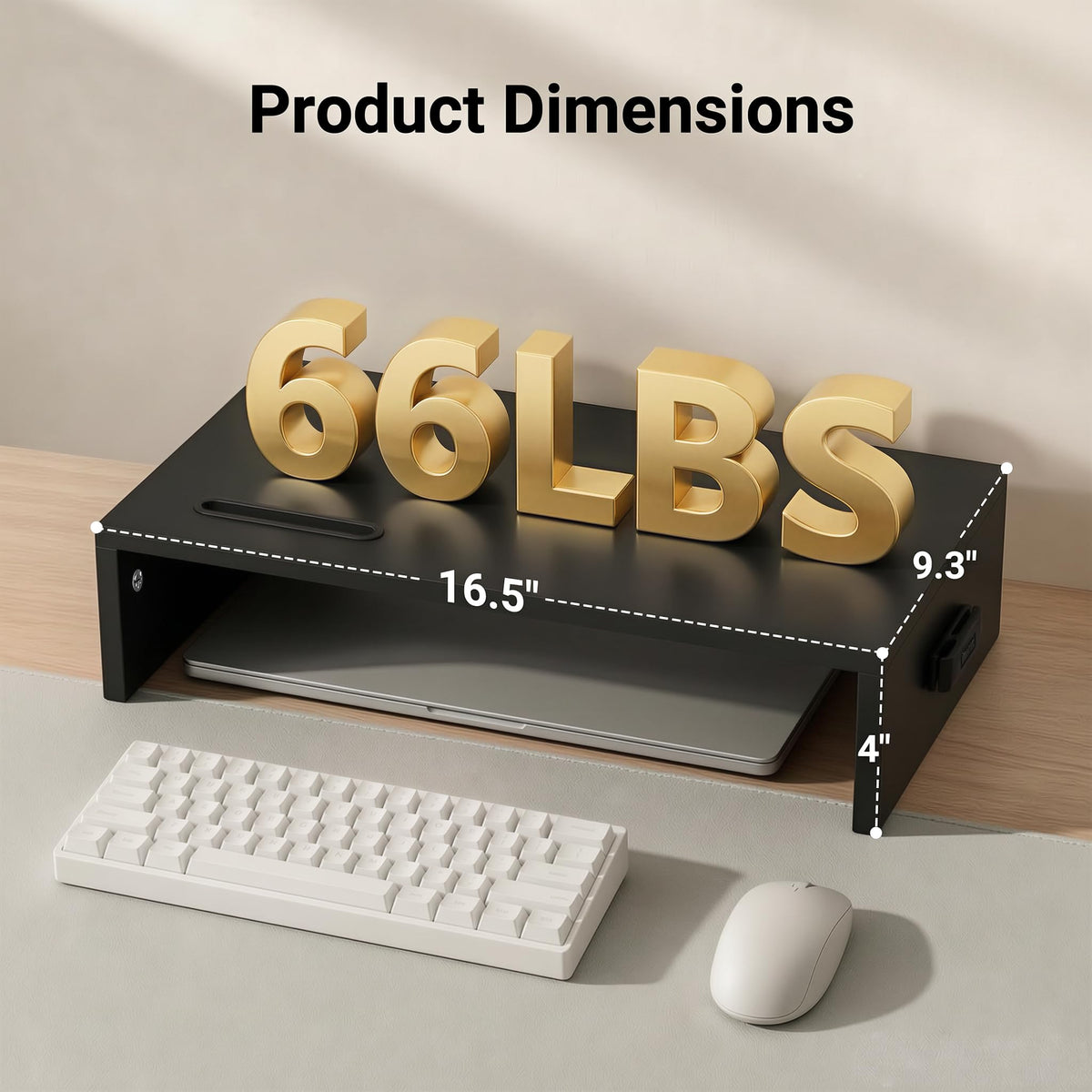 1home Monitor Stand Riser, 16.7 Inch Wood Monitor Riser Stand with Storage Organizer, Desktop