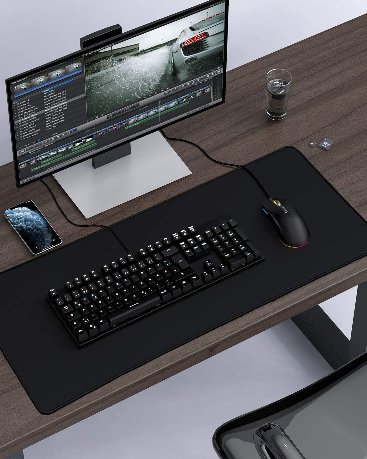 JIALONG Large Gaming Mouse Pad, XXL Desk Mousepad with Stitched Edges, Non-Slip Base Keyboard Pad