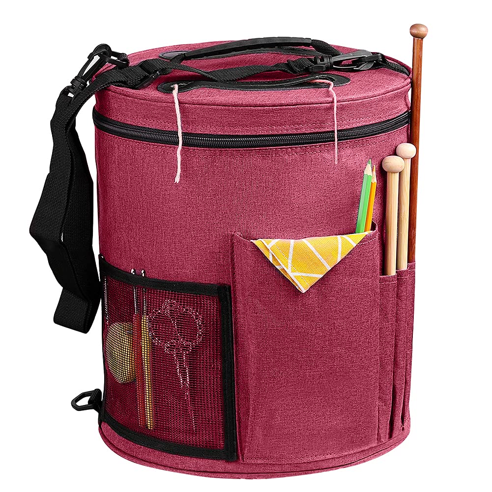 SumDirect Knitting Bag, Yarn Organizer Tote Bag Portable Storage Bag for Yarns, Carrying Projects