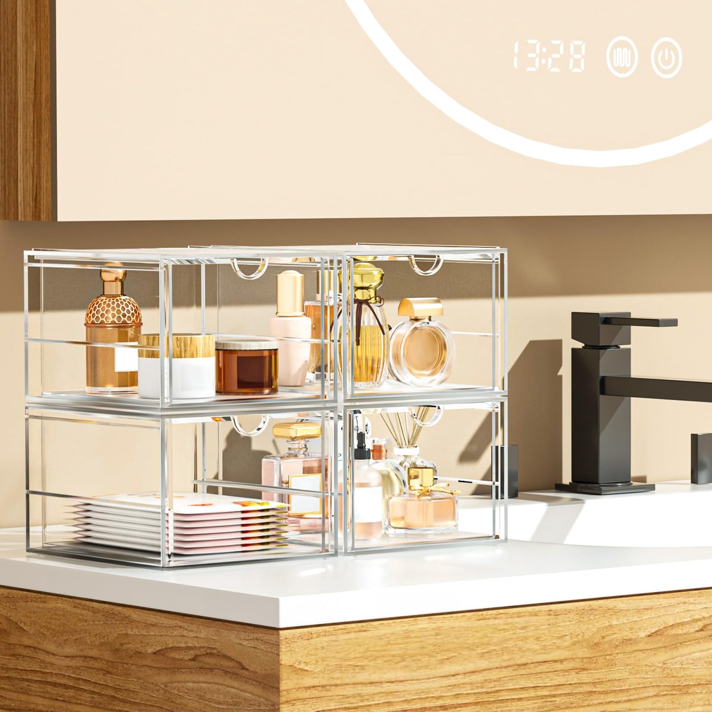 caktraie Acrylic 6-Drawer Office & Makeup Storage Organizer,Desk