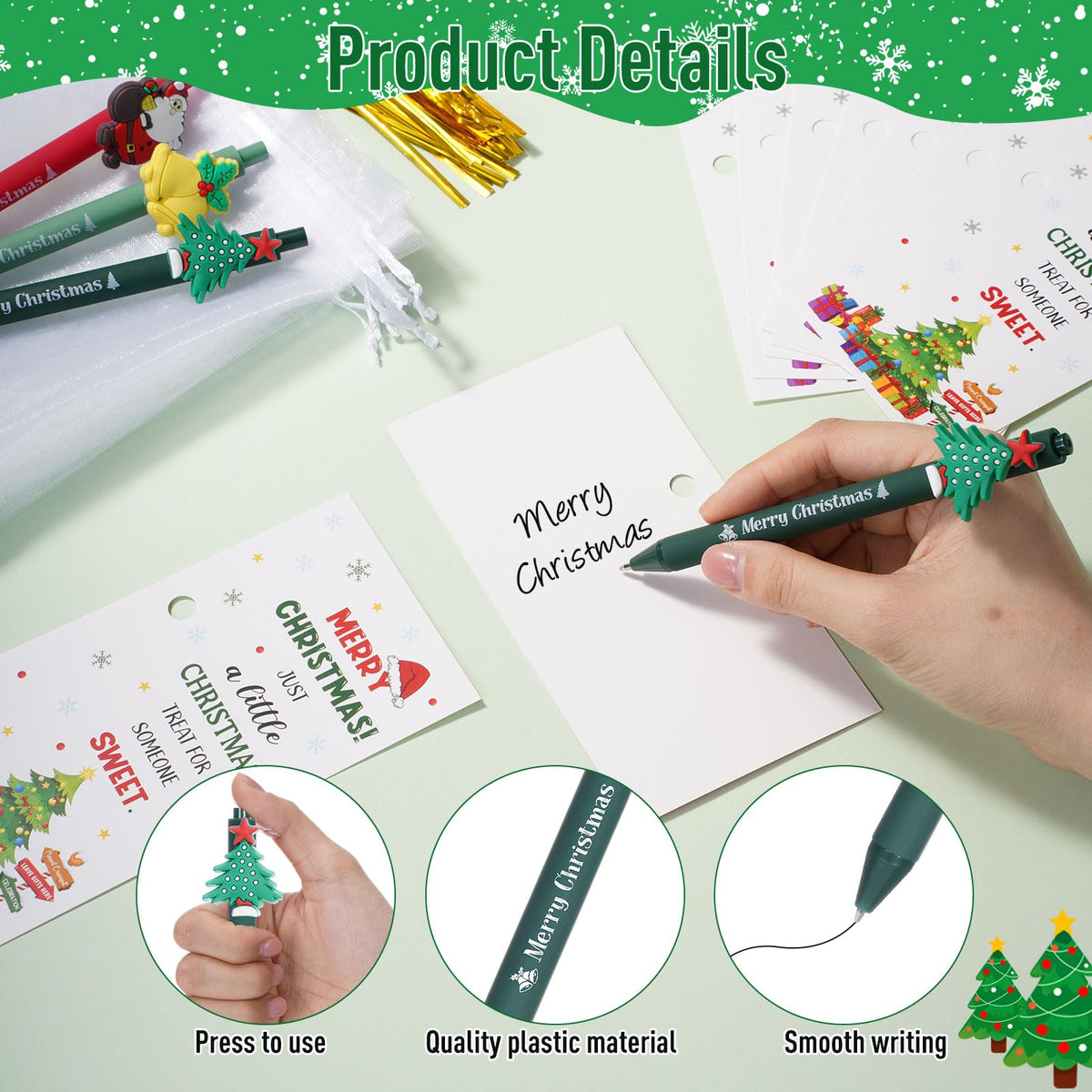Marspark 30 Set Christmas Party Favor Gifts Bulk Xmas Pens and Cards Set