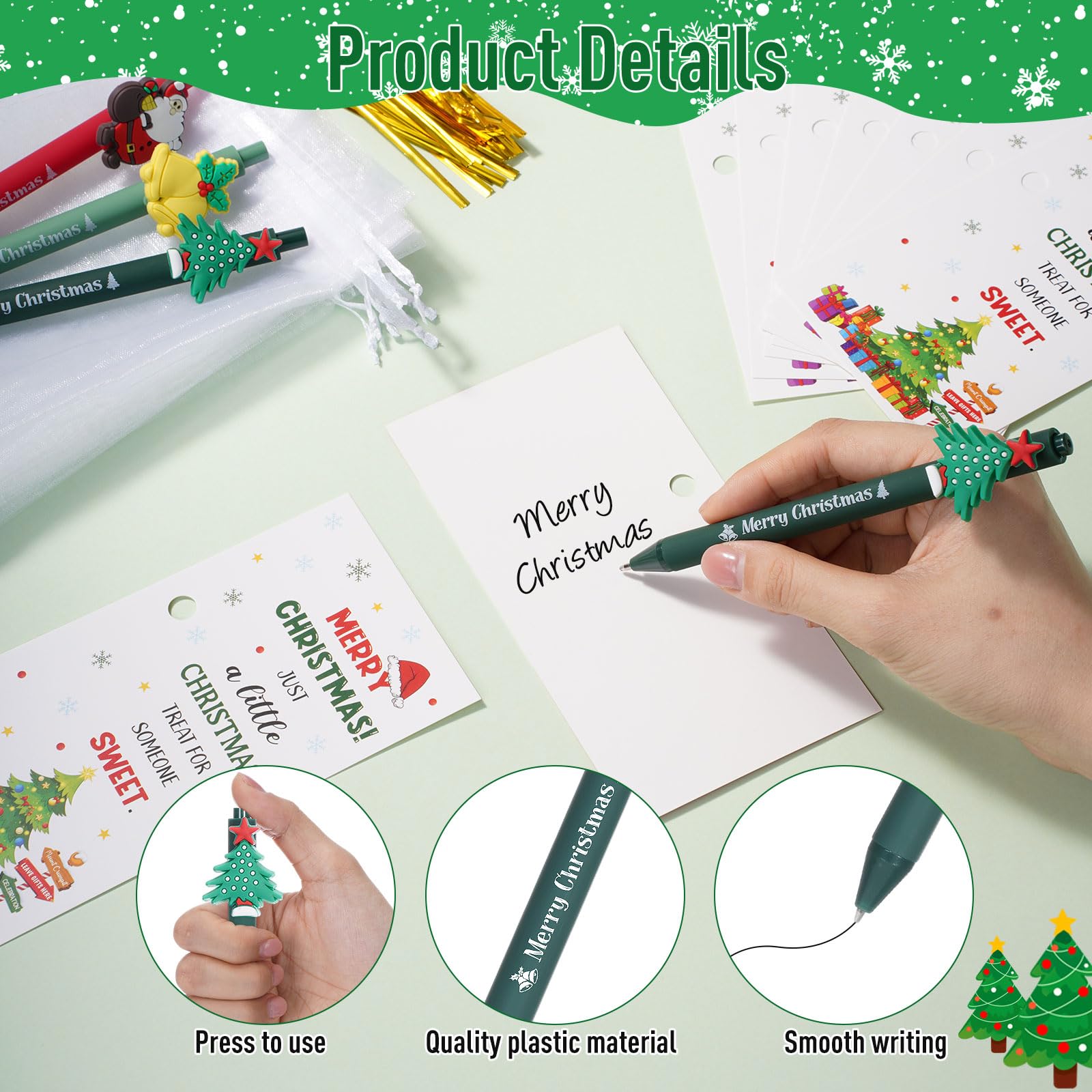 Marspark 30 Set Christmas Party Favor Gifts Bulk Xmas Pens and Cards Set