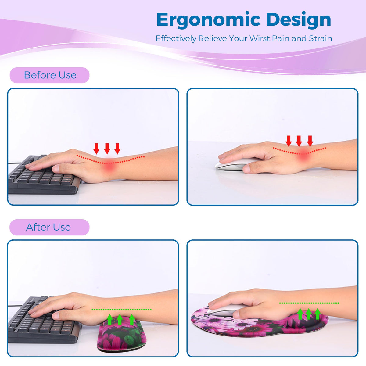 Wiabsi Mouse Pad and Keyboard Wrist Rest Support,Ergonomic Mouse Pad Set
