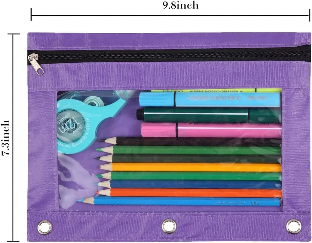 YoeeJob Pencil Pouch for 3 Ring Binder, Zipper Pencil Pouches Bulk, Pencil Case Pouch with Clear