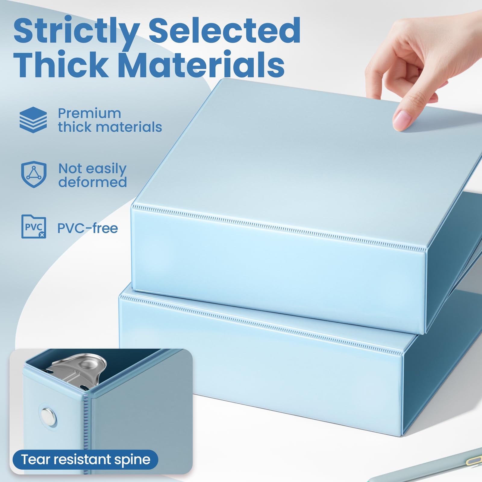 SUNEE 3 Ring Binder 3 Inch 1 Pack, Clear View Binder Three Ring PVC-Free (Fit 8.5x11 Inches) for