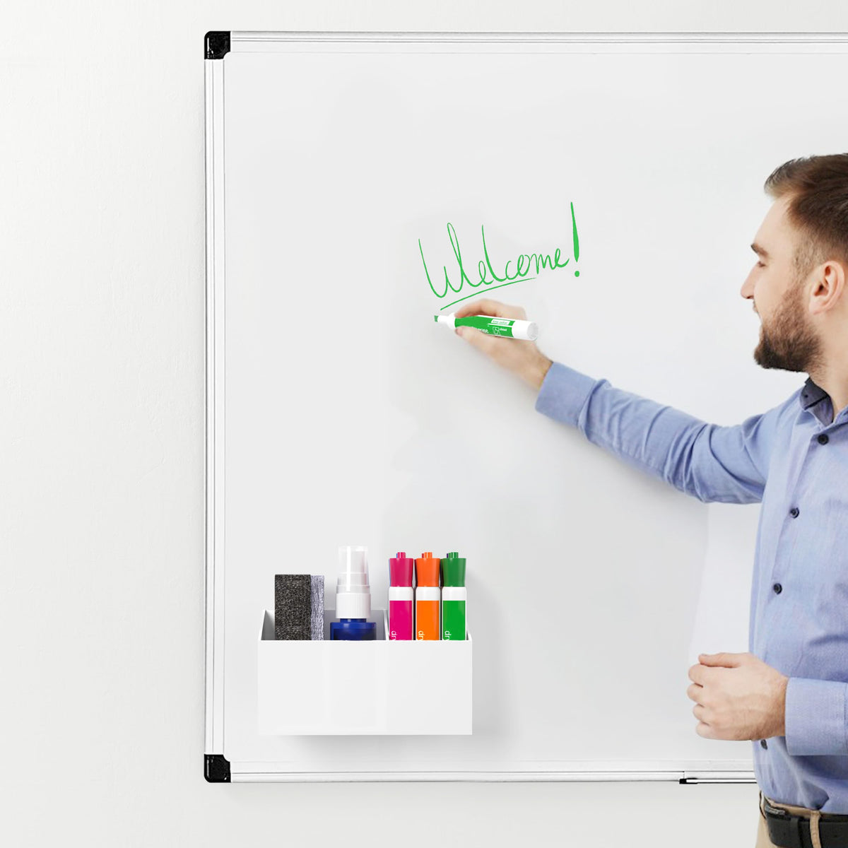 HBlife Magnetic Dry Erase Marker Holder for Whiteboard, Wall Mount, White