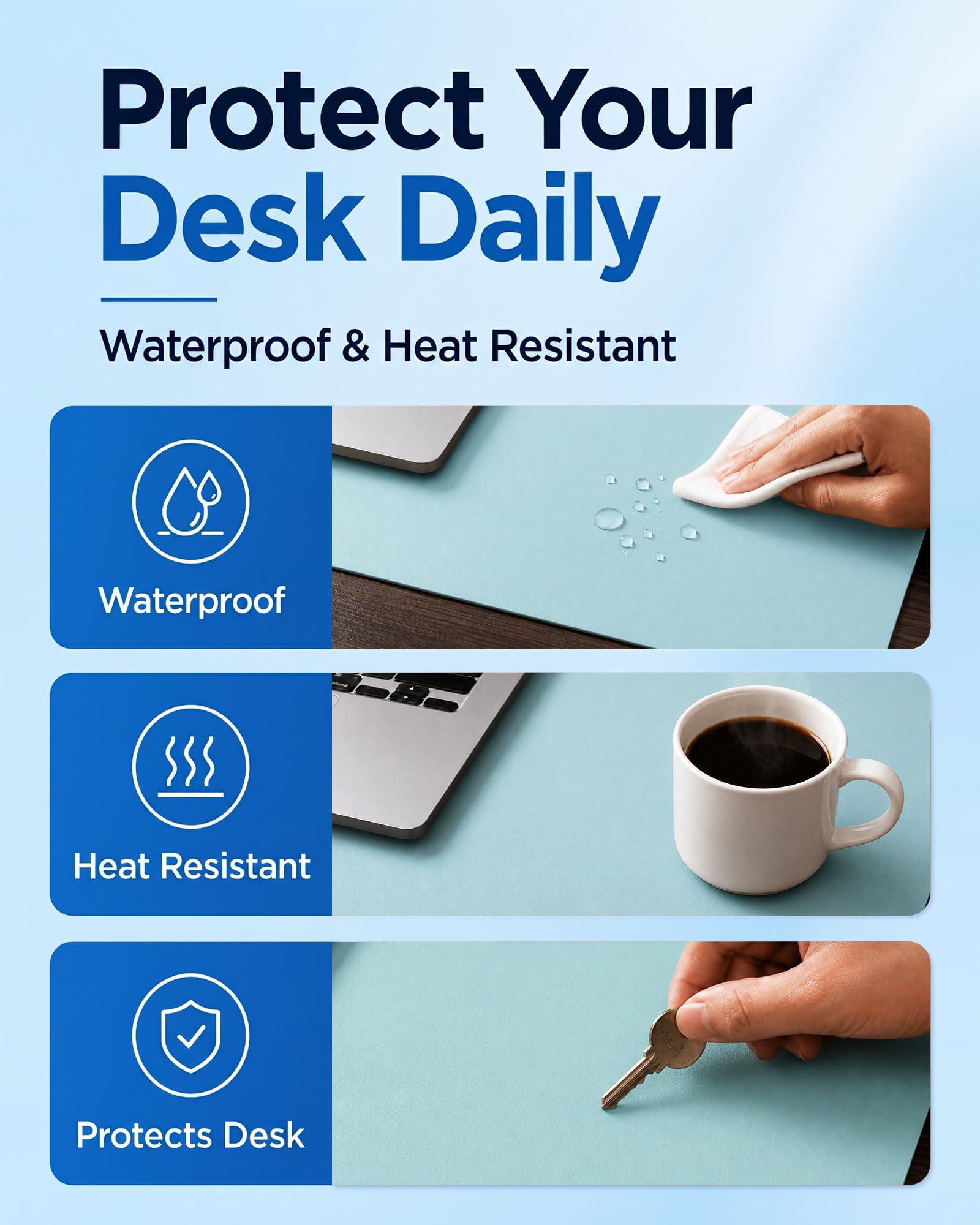 Aothia Double-Sided Desk Pad – 35.4" x 15.7" Leather Desk Mat with Eco Cork Protector, Large Mouse