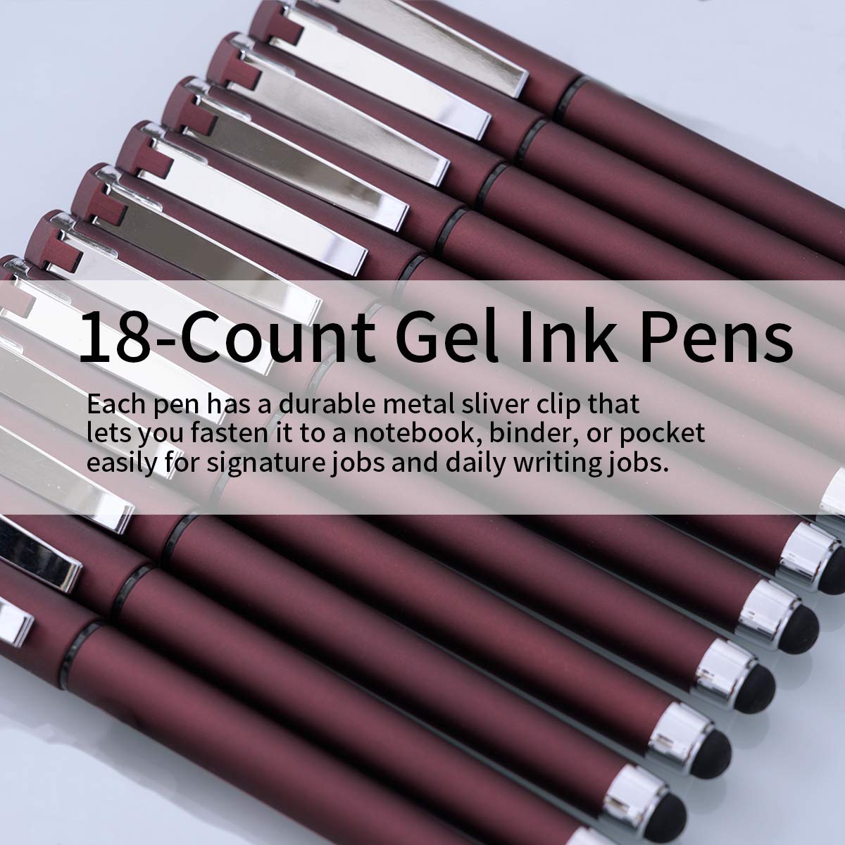 MiSiBao 0.7mm Black Ink Gel Ink Rollerball Pens 2 in 1 Medium Point Pens with Stylus Work Pen