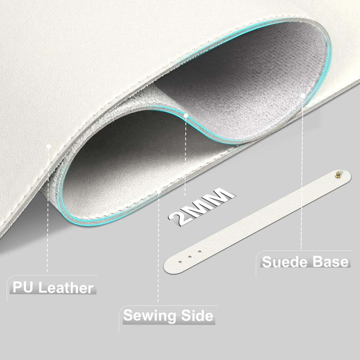 Leather Desk Pad Protector, 39.4'' X 17'' Large Mouse Pad, Office Desk Mat, Non-Slip PU Leather &