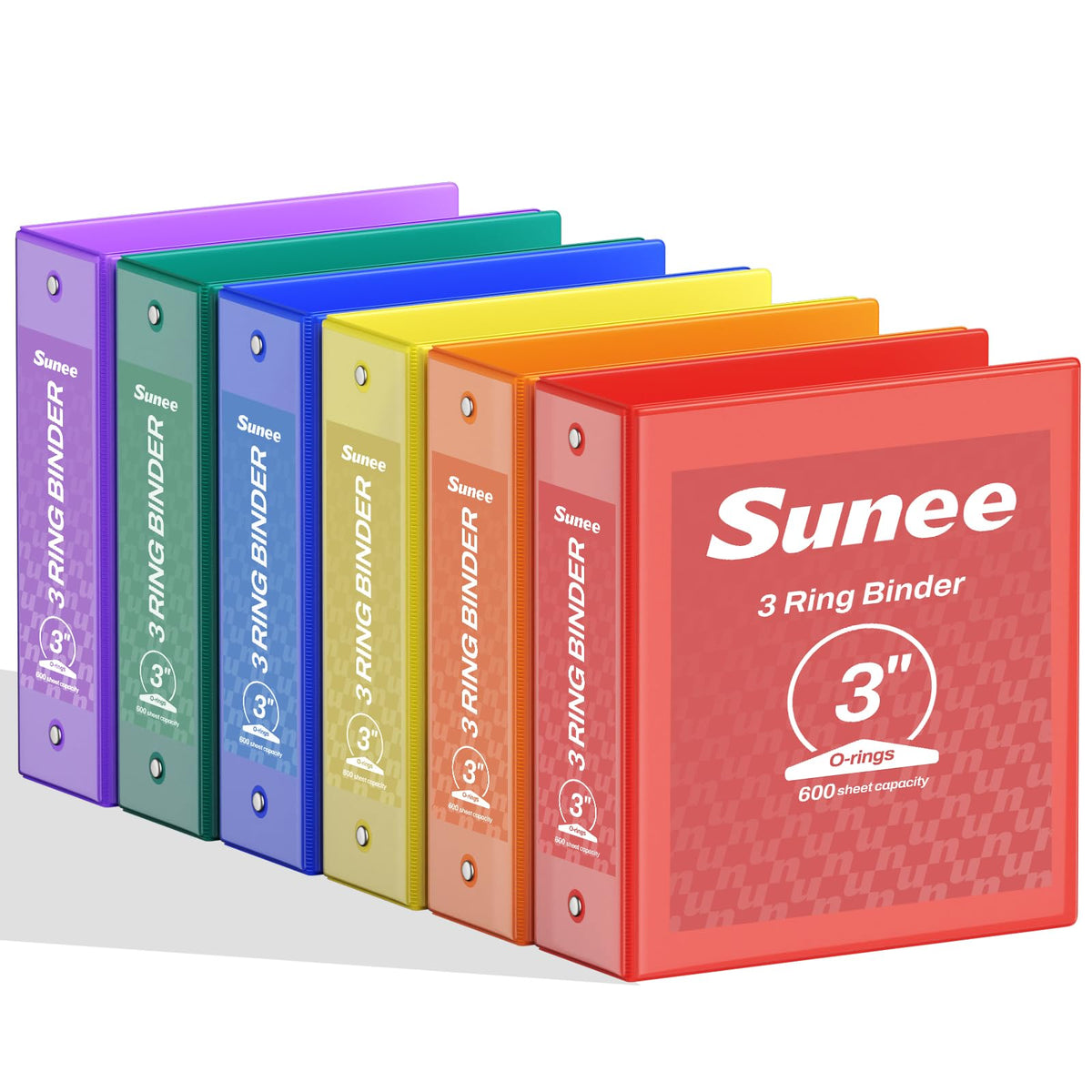 SUNEE 3 Inch Binders 3 Ring 6 Pack, Large 3" Clear View Three Ring Binder PVC-Free (Fit 8.5x11