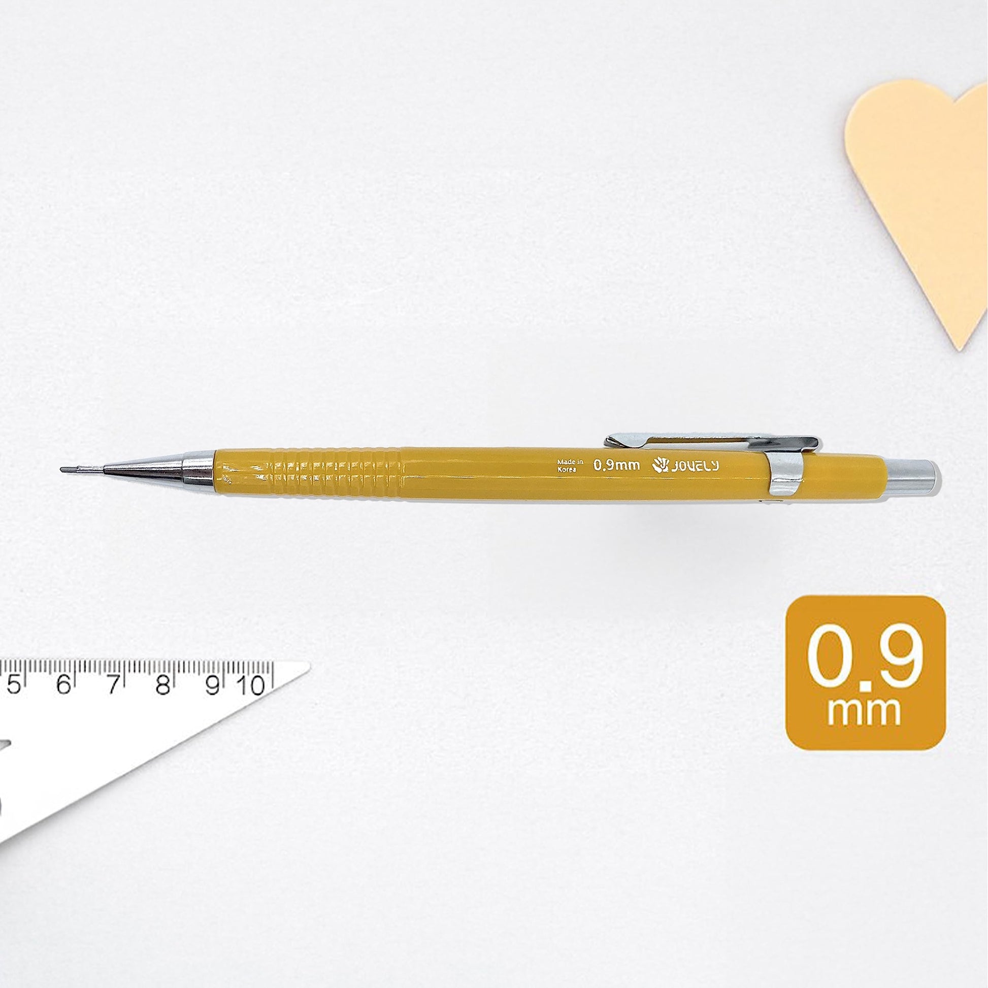 JOVELY 0.9mm Mechanical Pencils, HB #2, Yellow, 12 Count, Made in Korea