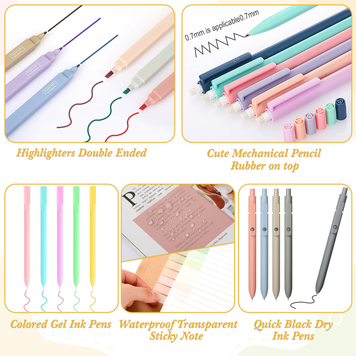 Lincia 30 Pcs Aesthetic School Supplies for Stationary Essentials, Yellow