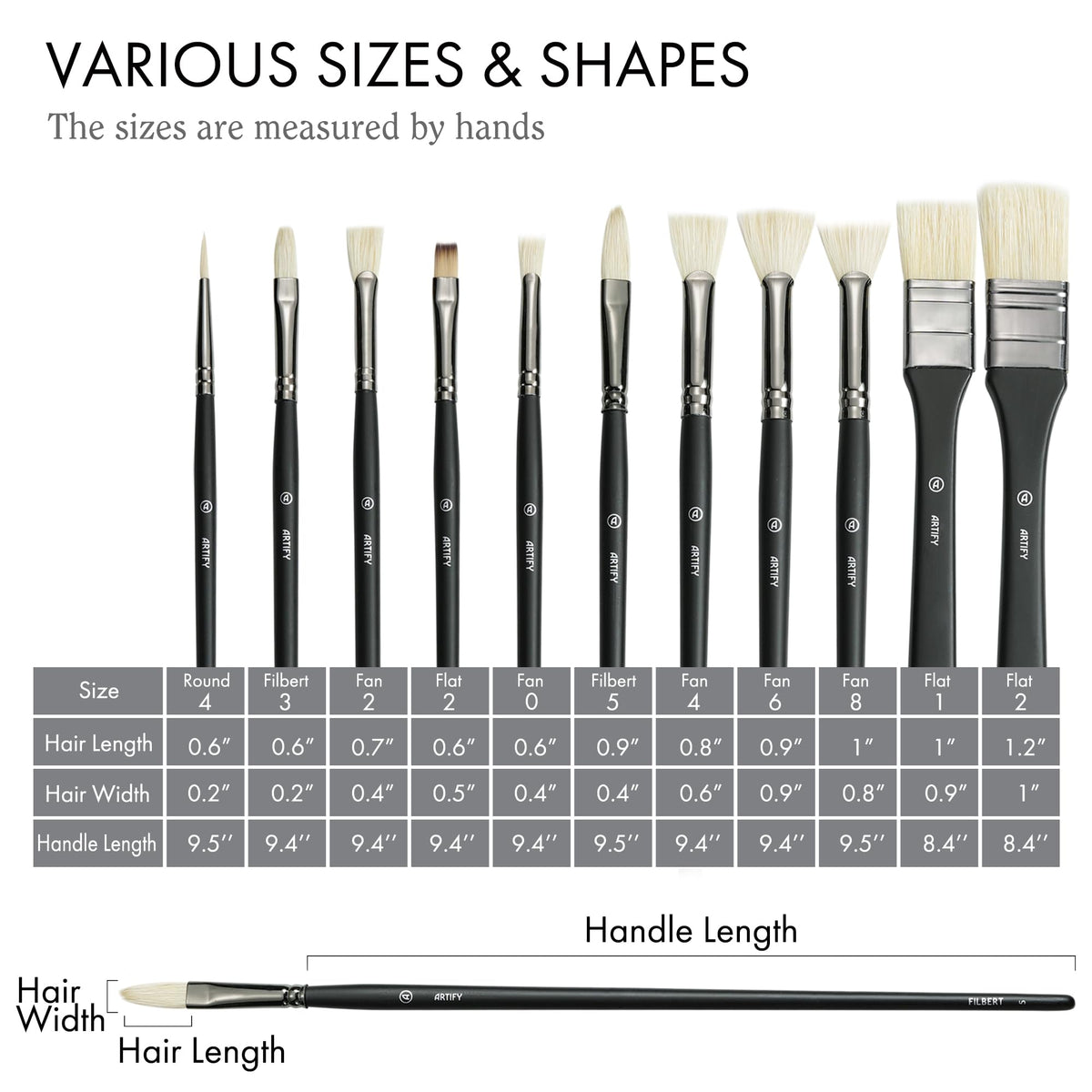 ARTIFY Oil Paint Brush Set - 11 Pieces | Professional Artist Paint Brush Set for Oil, Acylic and