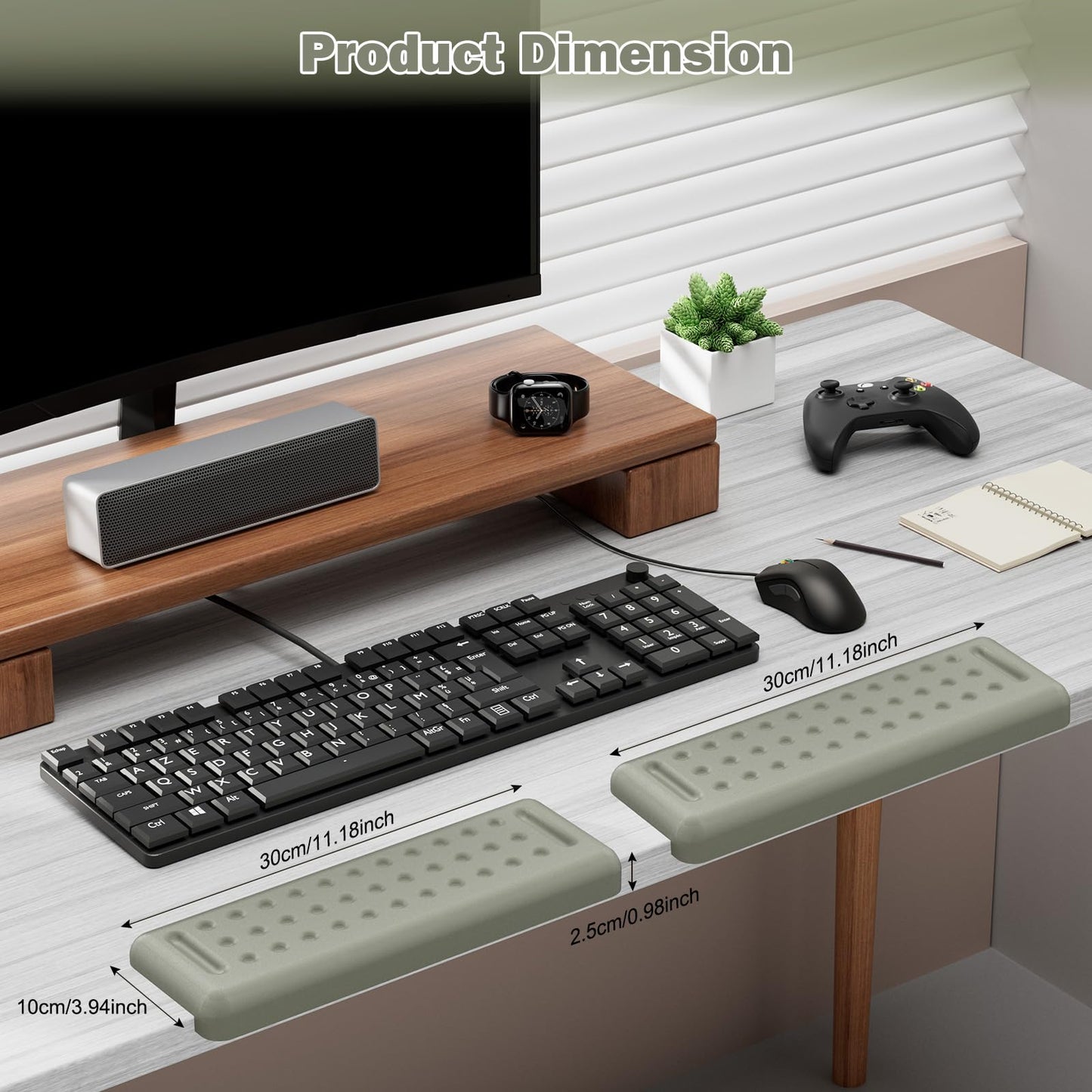 Leolee L-Shaped Desk Elbow Pads for Desk, Grey Memory Foam Arm Rest