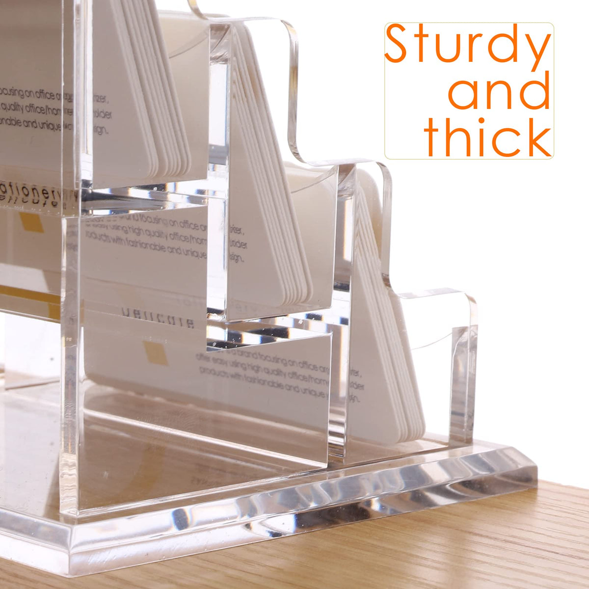 SANRUI Clear Acrylic Business Card Holder for Desk, 3 Slots Horizontal