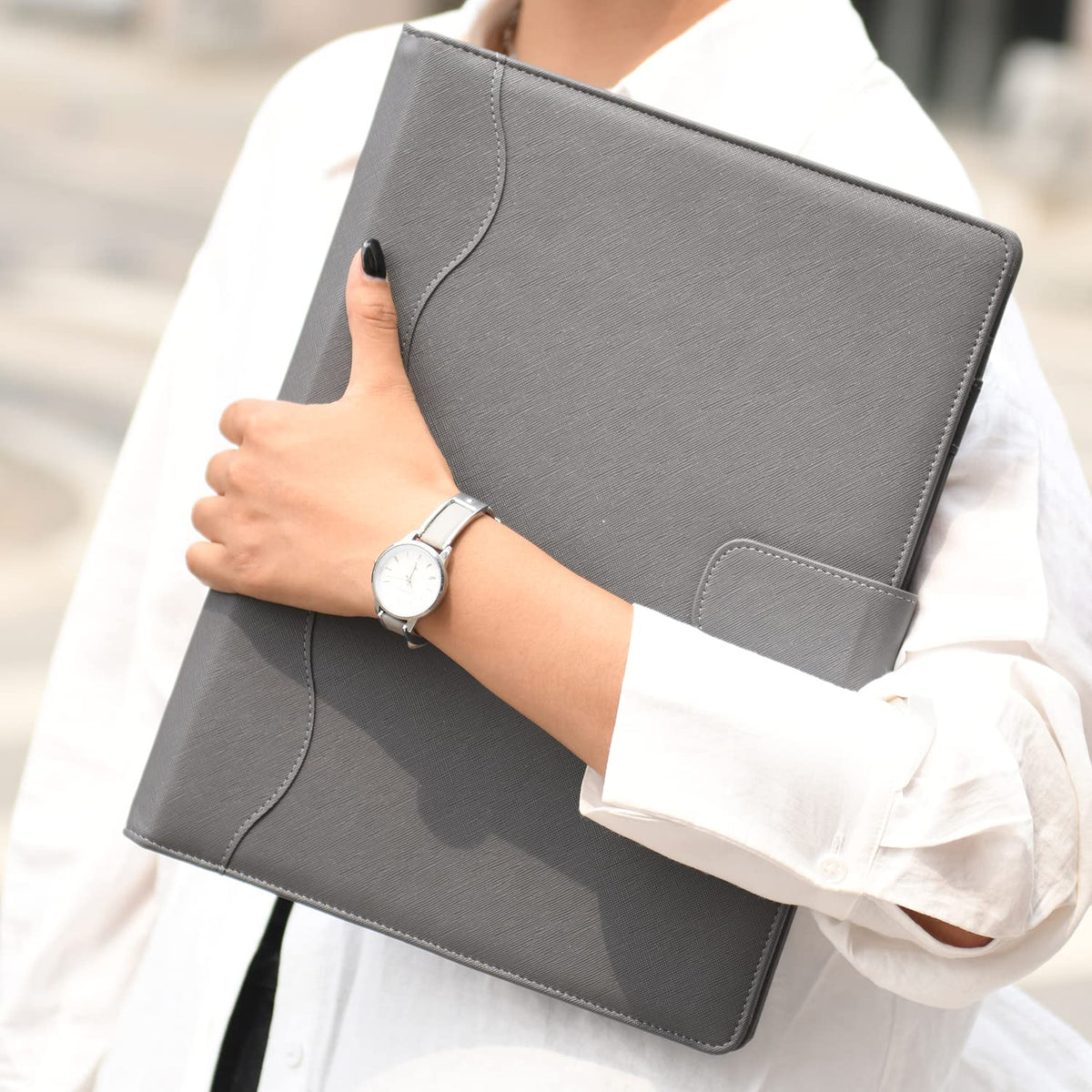 Wonderpool A4 PU Leather 3 & 4 Ring Holder Writing Portfolio Multi Document Case with Removable