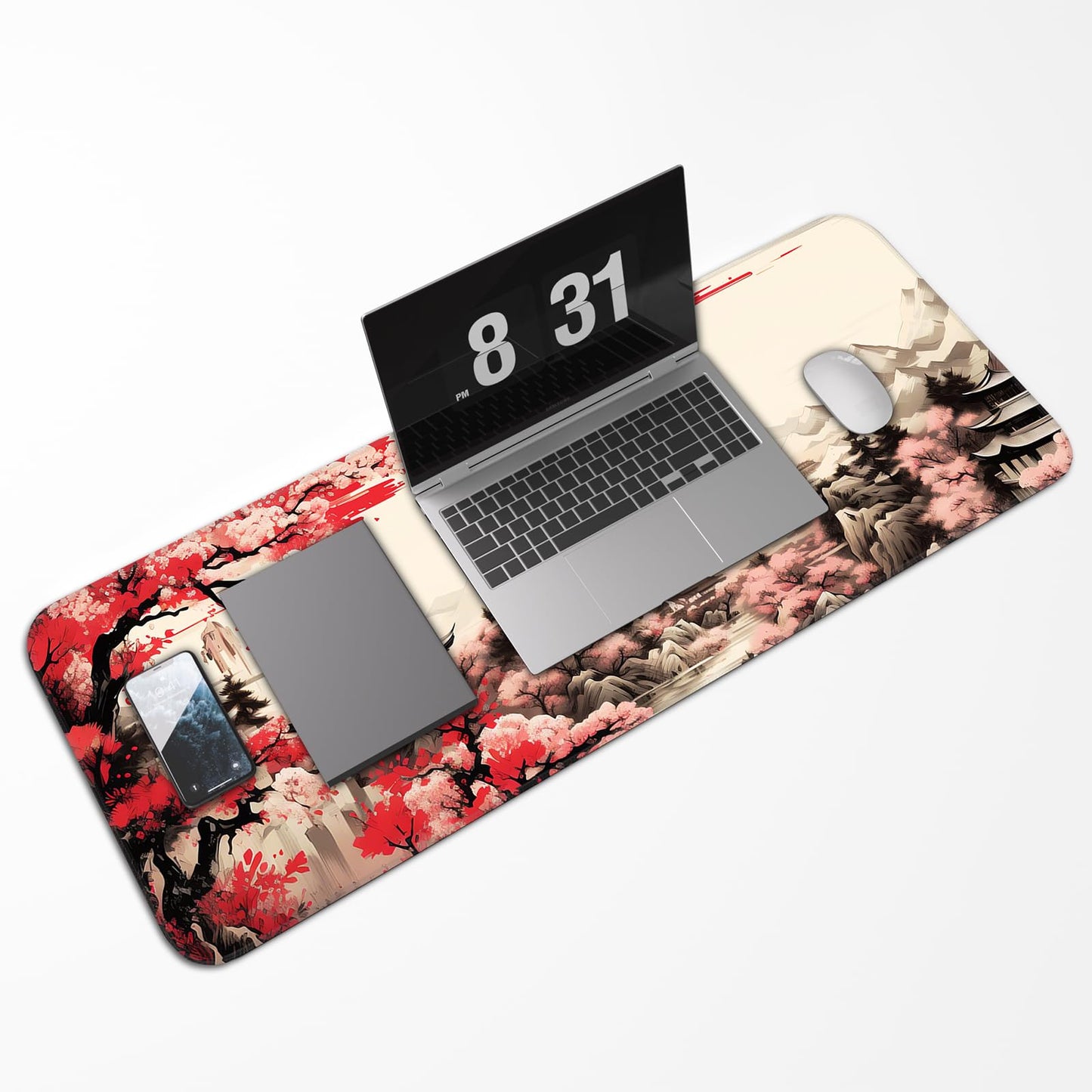 Japanese Sakura Gaming Mouse Pad, Non-Slip Rubber Base, Stitched Edges, for Office, Gaming, Home