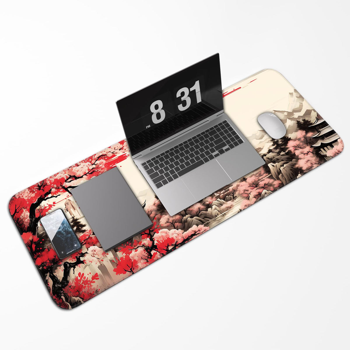 Japanese Sakura Gaming Mouse Pad, Non-Slip Rubber Base, Stitched Edges, for Office, Gaming, Home