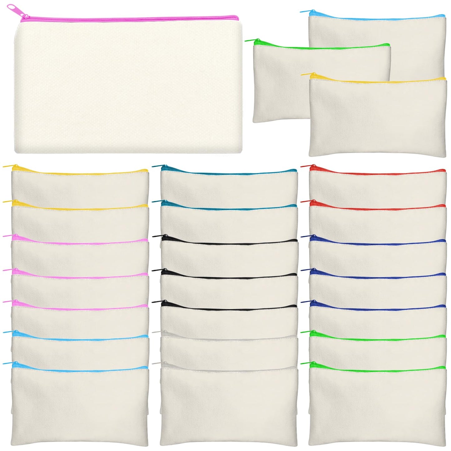 Legigo 24 Pack Blank DIY Craft Bag Canvas Pen Case Blank Makeup Bags - Canvas Pencil Bag Cotton