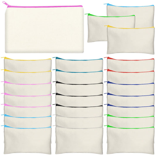 Legigo 24 Pack Blank DIY Craft Bag Canvas Pen Case Blank Makeup Bags - Canvas Pencil Bag Cotton