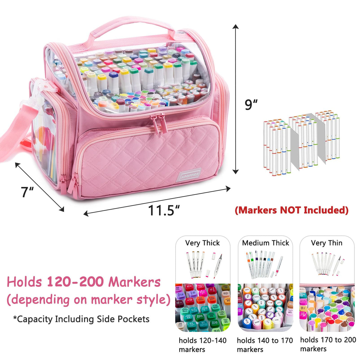 APOFFICE Large Marker Case for 150-200 Markers, Marker Organizer Bag