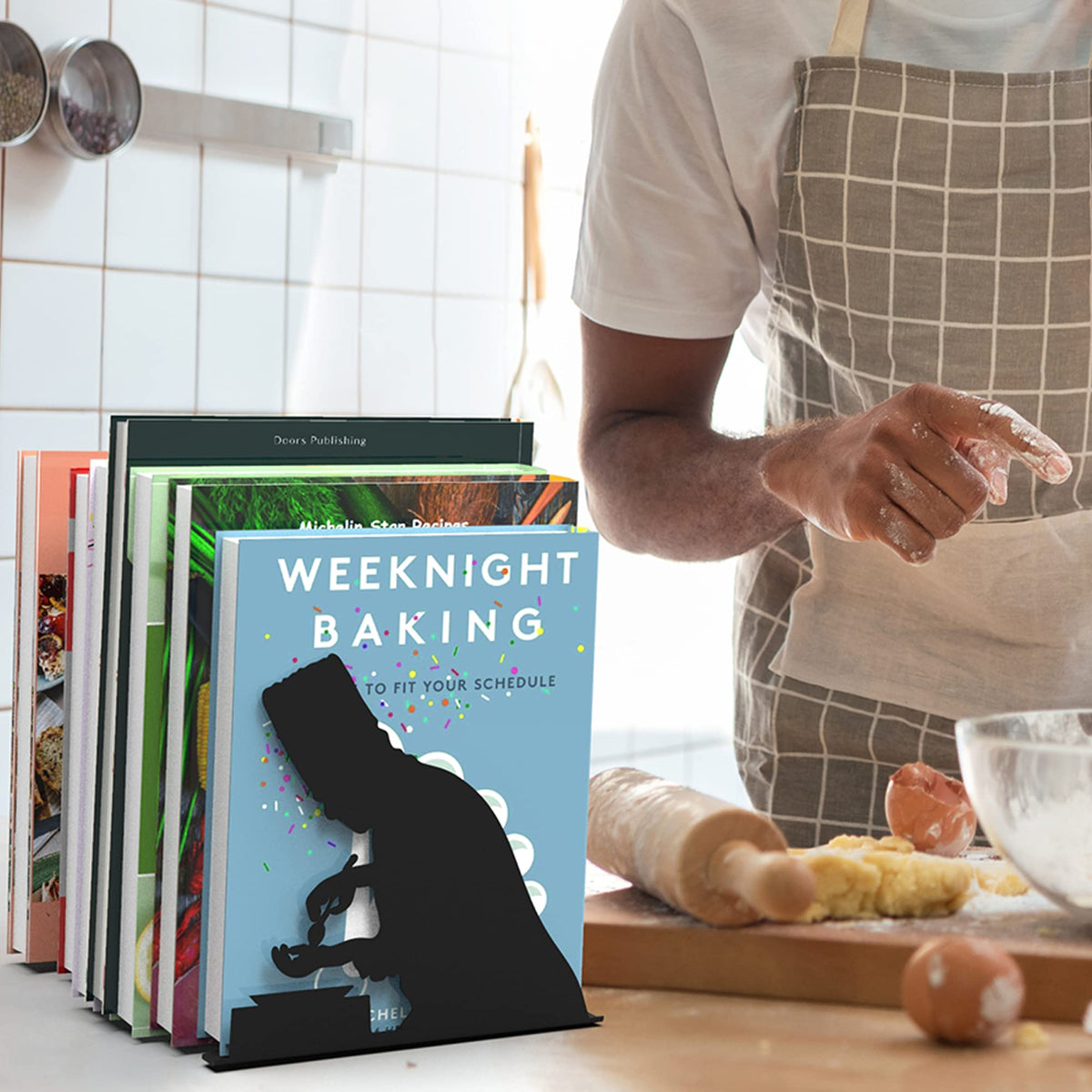 Artori Design Hidden Bookends for Shelves - Cooking Book Ends