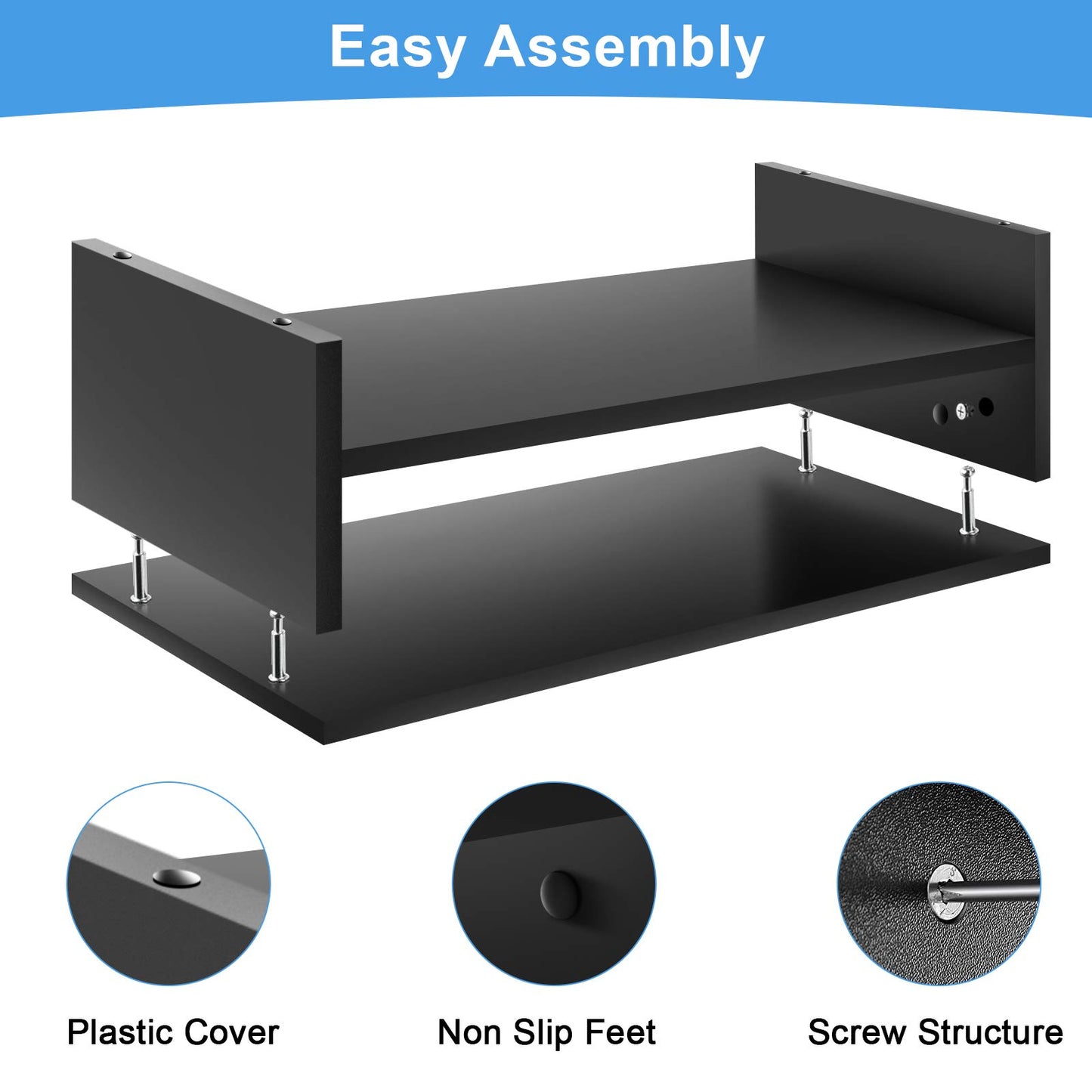Marbrasse Monitor Stand Riser, 2 Pack 16.5 Inch 2 Tier Computer Monitor Stand, Printer Shelf Stand
