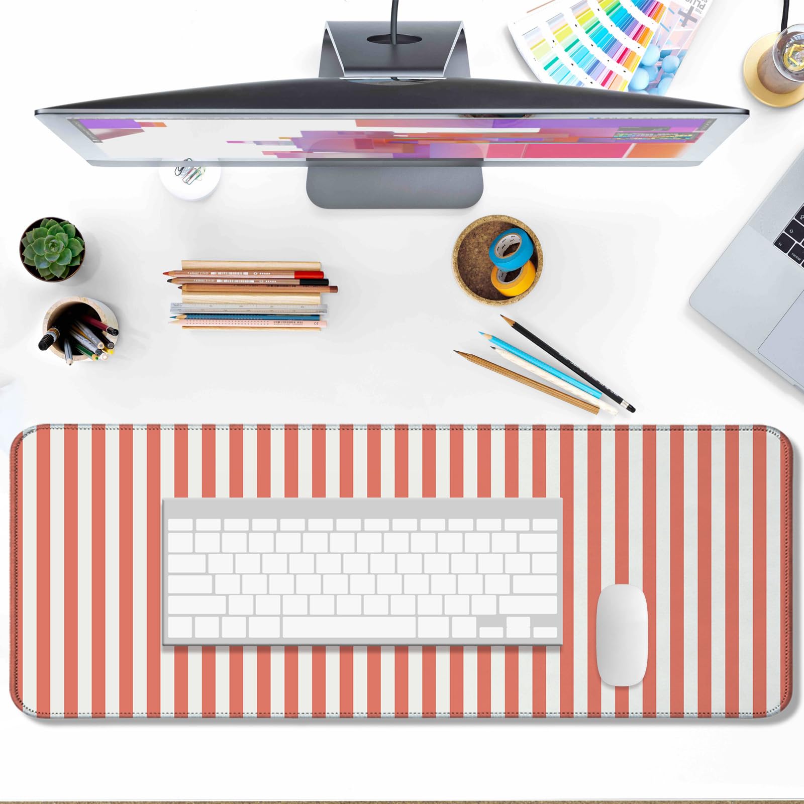 AYKDTFN Stripe Gaming Mouse Pad, XL Extended Non-Slip Desk Mat, 31.5x11.8in（TW10）