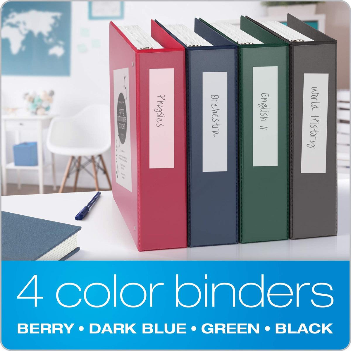 Cardinal 3 Ring Binders, Binders for School and Office, Durable 2 Inch Binder with Round Rings