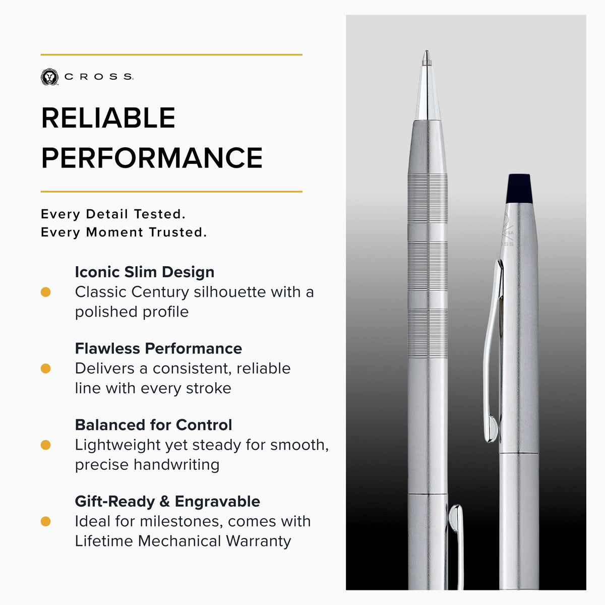 Cross Classic Century Diamond Cut Satin Ballpoint Pen, Black Ink